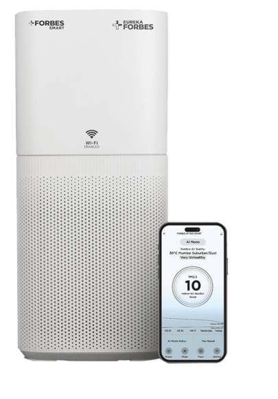 Forbes Smart 500 Surround 360° Air Purifier | True HEPA Grade 13 filter | Covers Large Area 670 Sq. Ft. | Sleep Mode | App Controlled