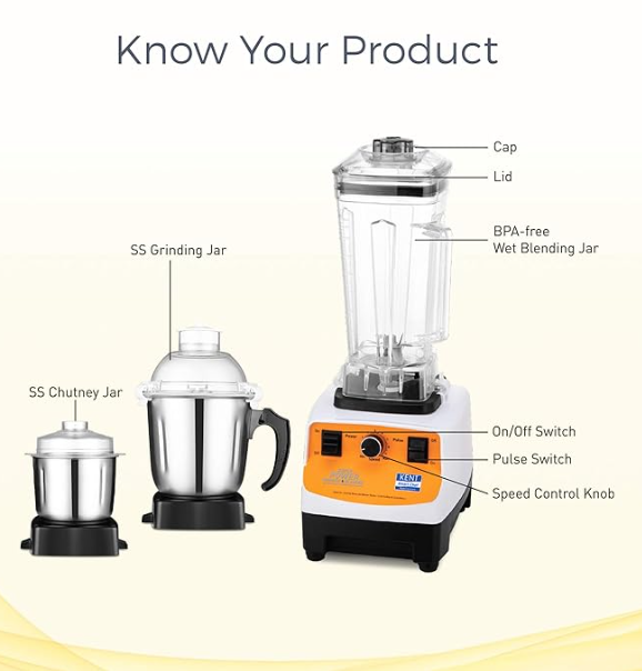 KENT Super Power Grinder & Blender High Power and Speed with Pulse Function