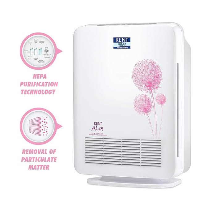 KENT Alps Air Purifier A powerful air purifier with ionizer and HEPA air purification and inbuilt ionizer that helps in removing 99.9% indoor air pollutants