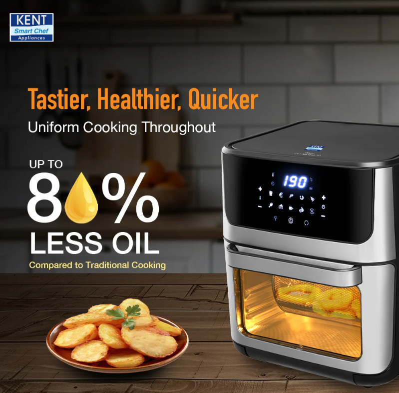KENT Digital Air Fryer Oven 12L For Baking, Grilling & Roasting