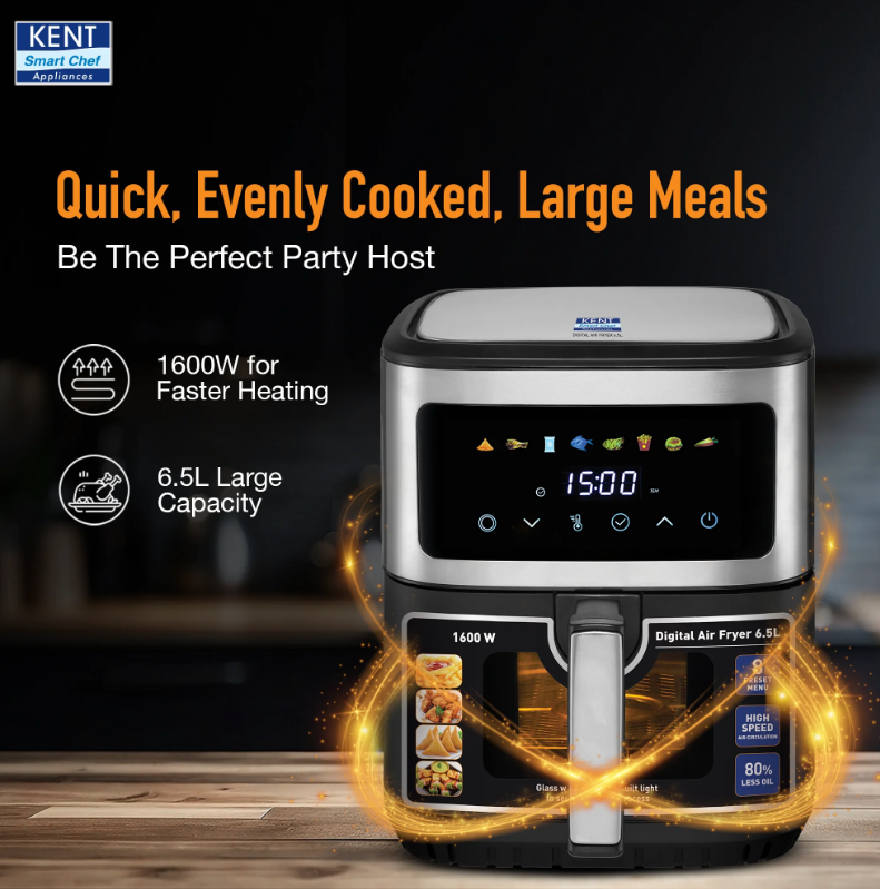 KENT DIGITAL AIR FRYER 6.5 Ltr.
1600 W
