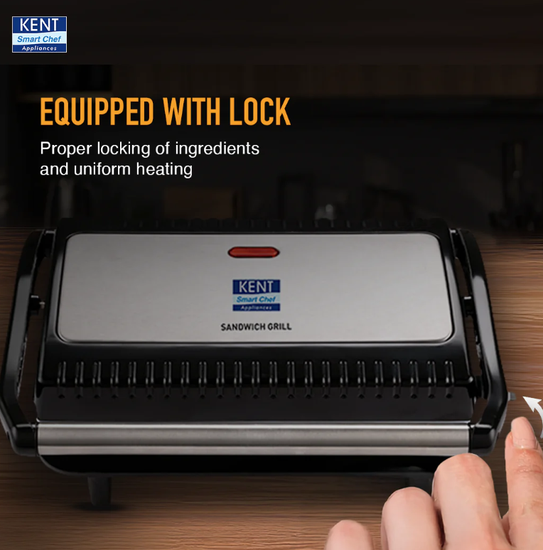 KENT Sandwich Grill Non-toxic ceramic coating to make healthy and hygienic sandwiches and grilled items