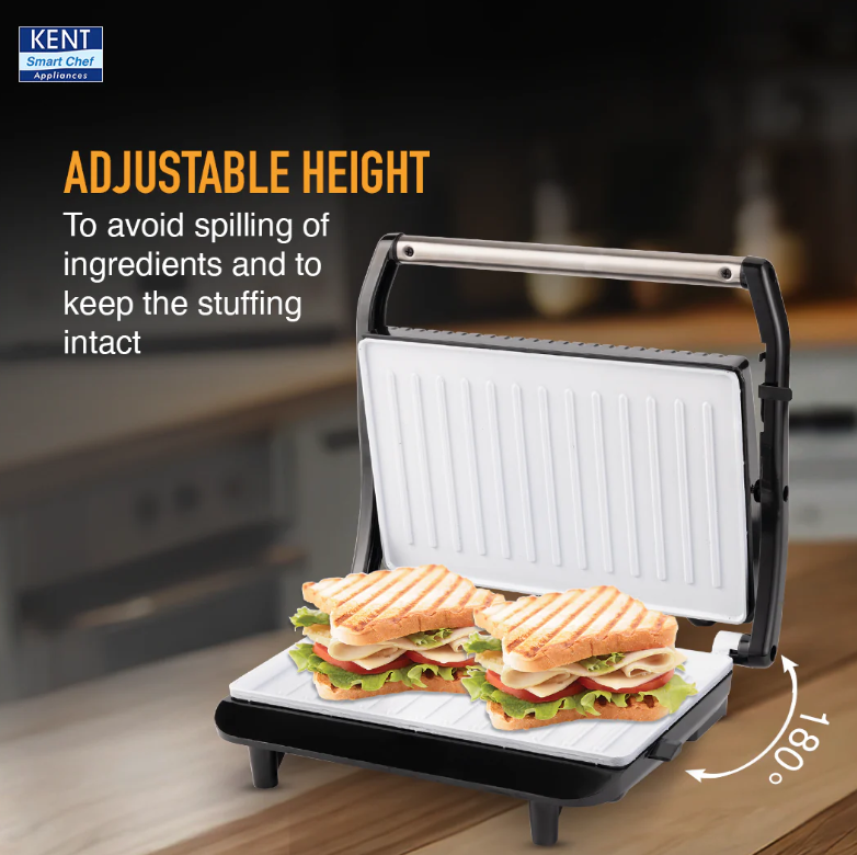 KENT Sandwich Grill Non-toxic ceramic coating to make healthy and hygienic sandwiches and grilled items
