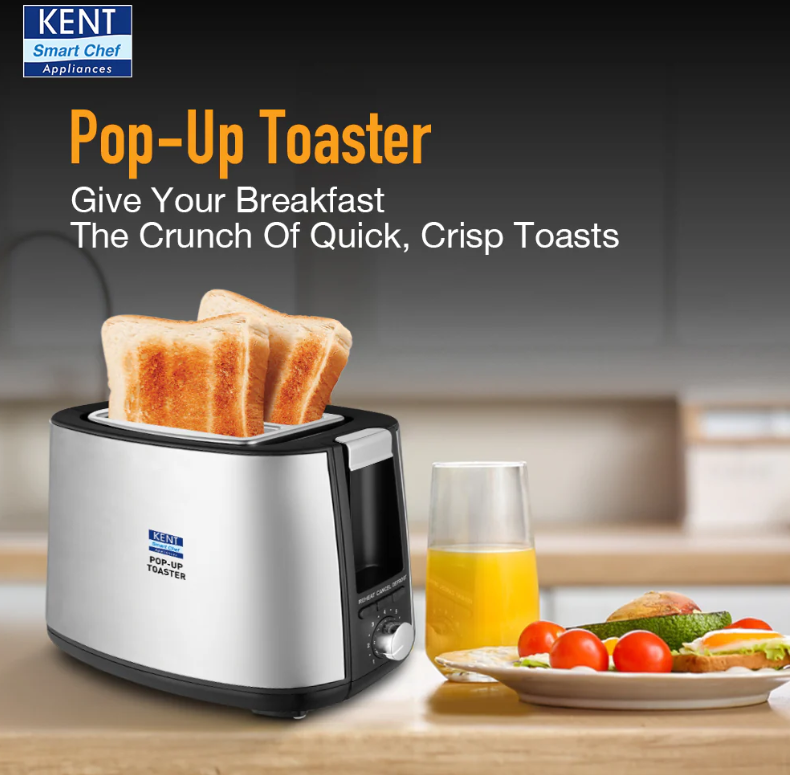 KENT POP-UP TOASTER (SILVER) For Perfect & Crispy Toasts