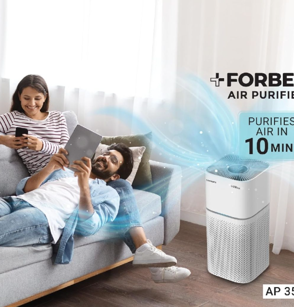 Forbes 355 Surround 360° Air Purifier | True HEPA H13 Filter | Covers up to 480 Sq. Ft. | Smart Digital Indicators | Auto Mode