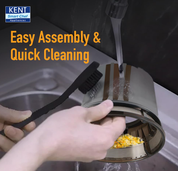 KENT Cold Pressed Juicer | Maintains Higher Nutrients in Juice | High Juice Yield | Faster Juicing | Automatic Cutting of Fruits & Vegetables | Double Blade Hopper |400 Watts BLDC Motor | Red & Black