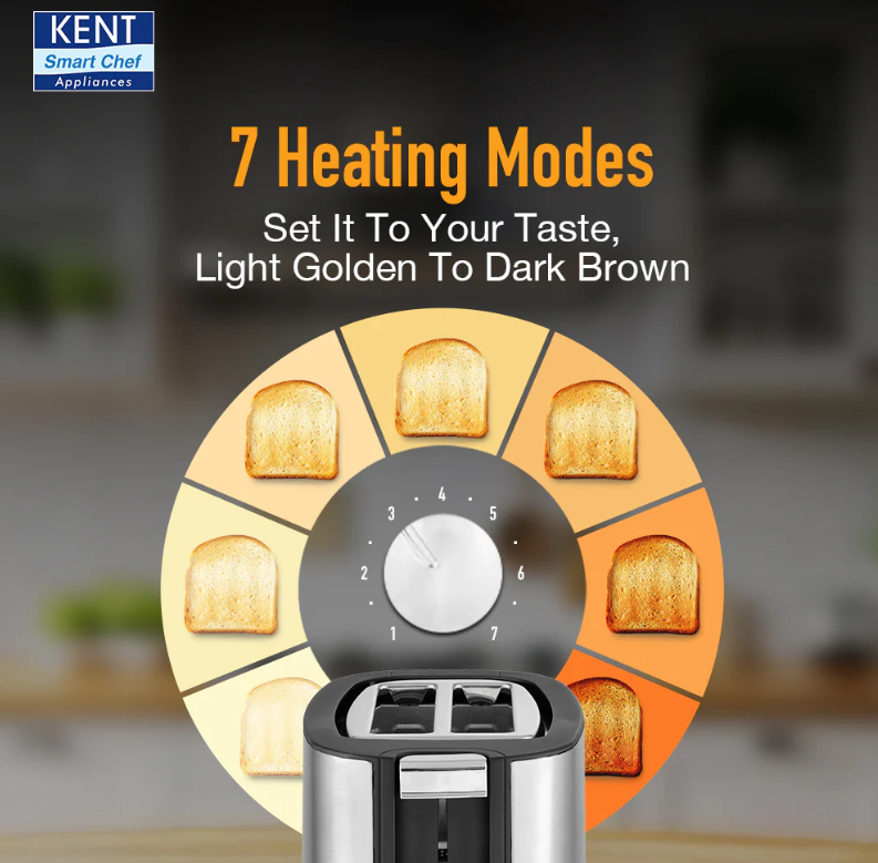 KENT POP-UP TOASTER (SILVER) For Perfect & Crispy Toasts