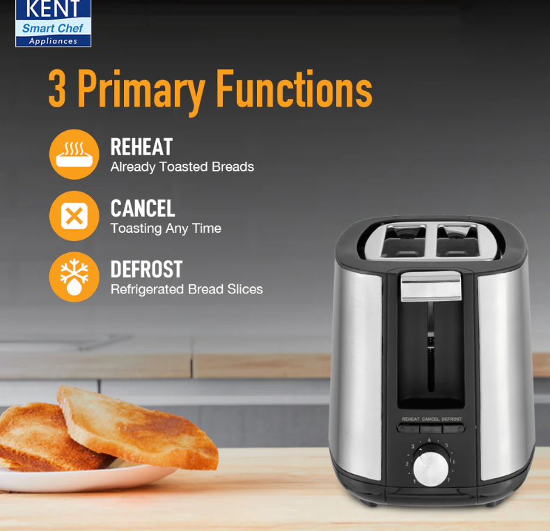 KENT POP-UP TOASTER (SILVER) For Perfect & Crispy Toasts